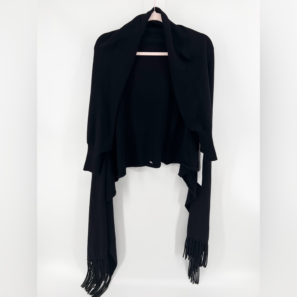 Mersea Black Merino Wool/Cashmere Aspen Wrap One Size NWT